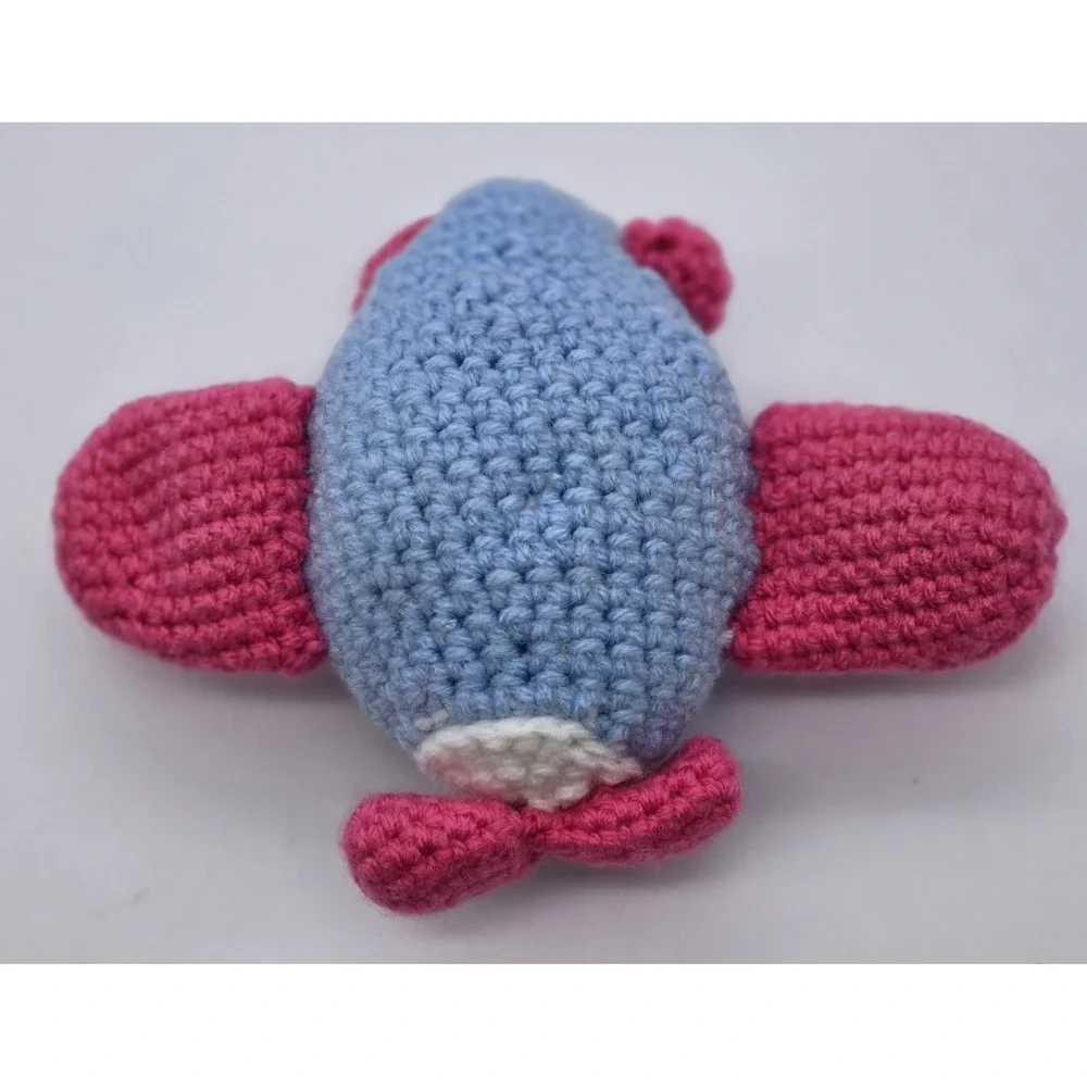 Handmade Crochet Airplane Plush Toy Amigurumi Pink Blue Soft‎ Stuffed
